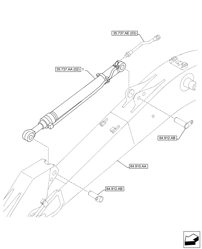 Схема запчастей Case CX160D LC - (35.737.AA[01]) - VAR - 781176, 781178 - ARM, CYLINDER (35) - HYDRAULIC SYSTEMS