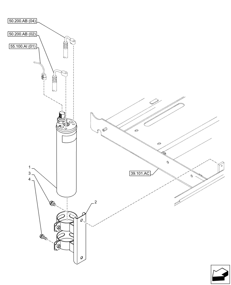Схема запчастей Case CX160D LC - (50.200.AN) - AIR CONDITIONING, RECEIVER-DRYER (50) - CAB CLIMATE CONTROL