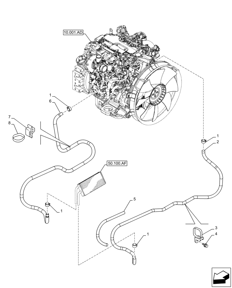 Схема запчастей Case CX130D LC - (50.200.AB[01]) - AIR CONDITIONING, LINES (50) - CAB CLIMATE CONTROL