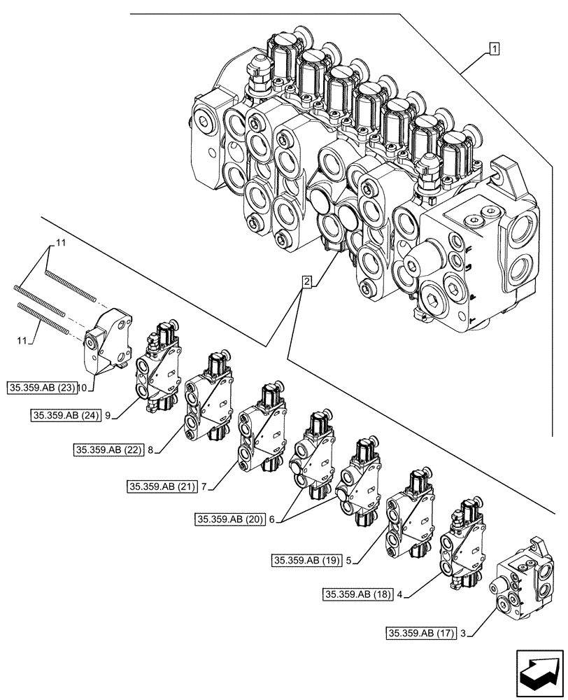 Схема запчастей Case 580N EP - (88.100.35[12]) - DIA KIT, NO AUX TO COMBO, STD, PC (88) - ACCESSORIES