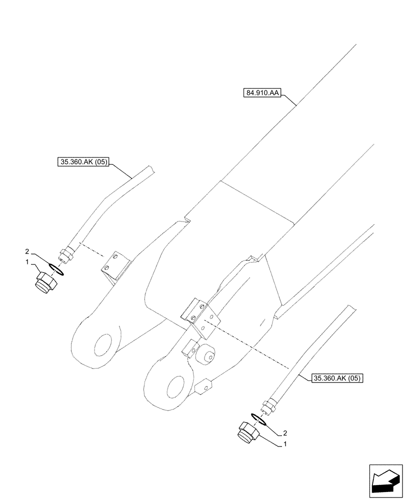 Схема запчастей Case CX130D LC - (35.360.AK[09]) - VAR - 461865, 461868, 461869, 461871 - BOOM, LINE, HAMMER, SHEARS, HIGH FLOW, PLUG (35) - HYDRAULIC SYSTEMS