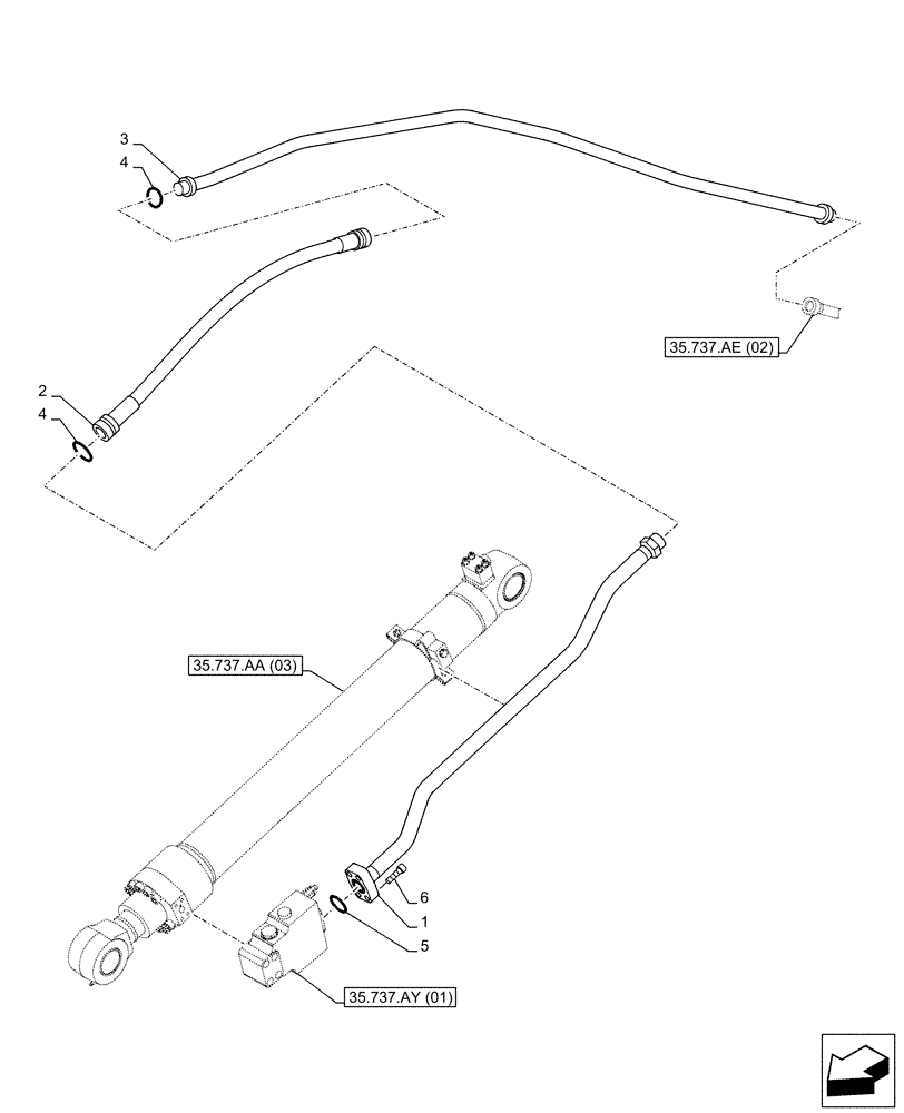 Схема запчастей Case CX130D LC - (35.737.BC[02]) - VAR - 481064 - ARM, CYLINDER, SAFETY VALVE, LINES (35) - HYDRAULIC SYSTEMS
