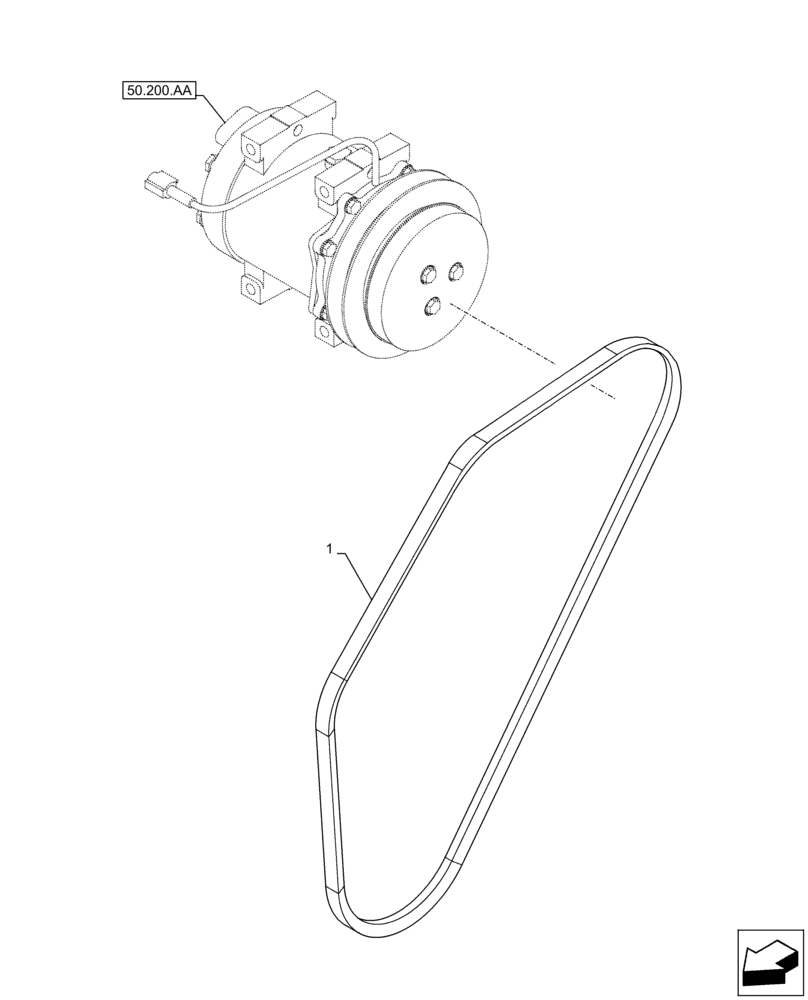 Схема запчастей Case CX160D LC - (50.200.AT) - AIR CONDITIONING, BELT (50) - CAB CLIMATE CONTROL