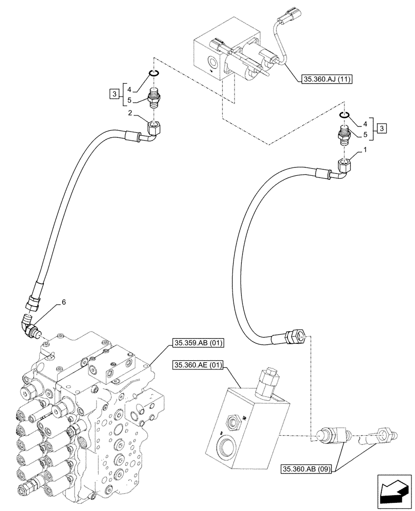 Схема запчастей Case CX130D LC - (35.360.AJ[16]) - VAR - 461868 - SOLENOID VALVE, LINES, HAMMER CIRCUIT, HIGH FLOW, W/ ELECTRICAL PROPORTIONAL CONTROL (35) - HYDRAULIC SYSTEMS