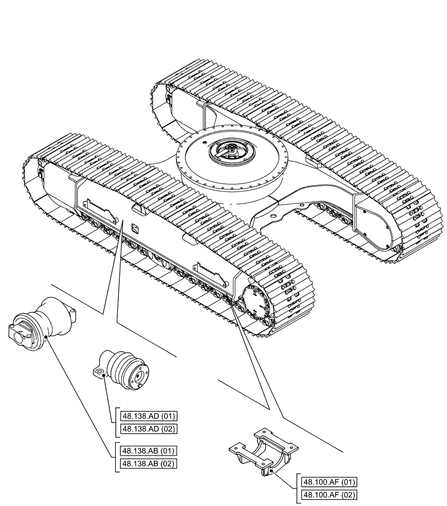 Схема запчастей Case CX160D LC - (00.000.48[02]) - PICTORIAL INDEX - SUSPENSION AND TRACKS (00) - GENERAL & PICTORIAL INDEX