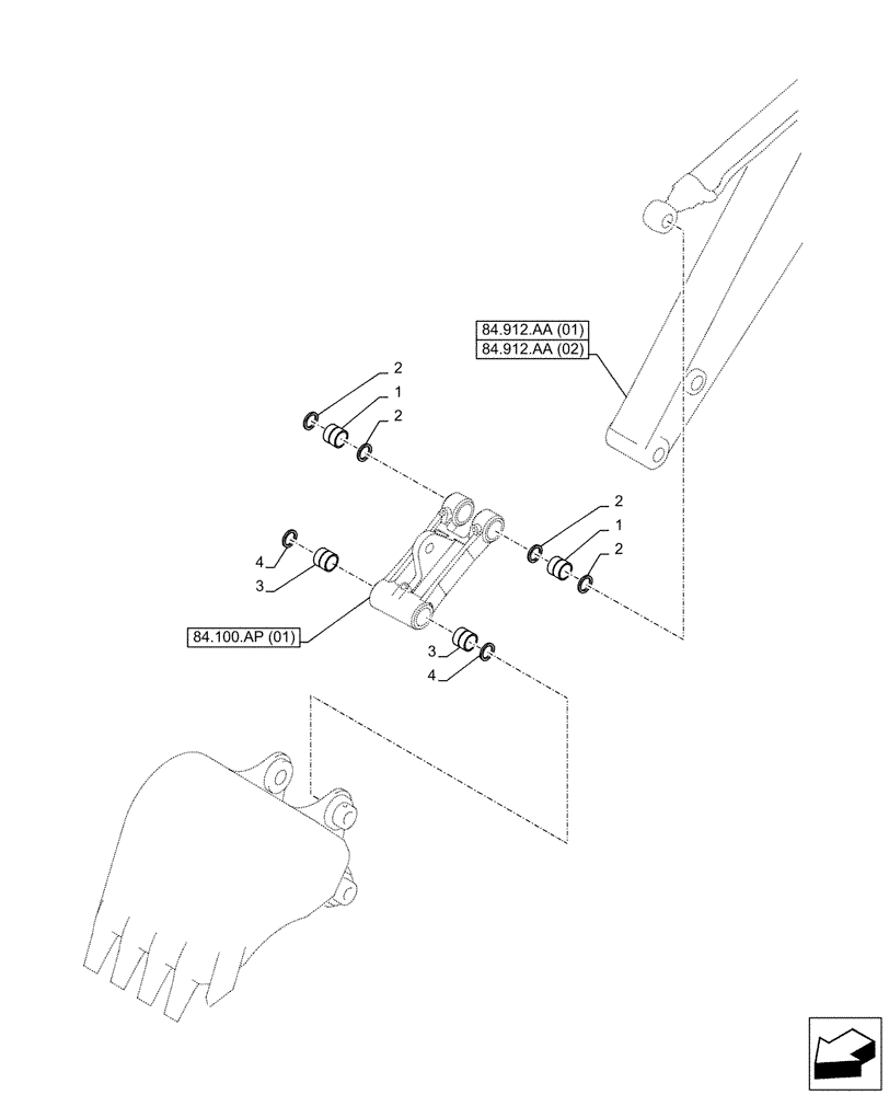 Схема запчастей Case CX130D LC - (84.100.AM[01]) - VAR - 488046 - BUSHING, BUCKET, LINK, W/ HOOK (84) - BOOMS, DIPPERS & BUCKETS