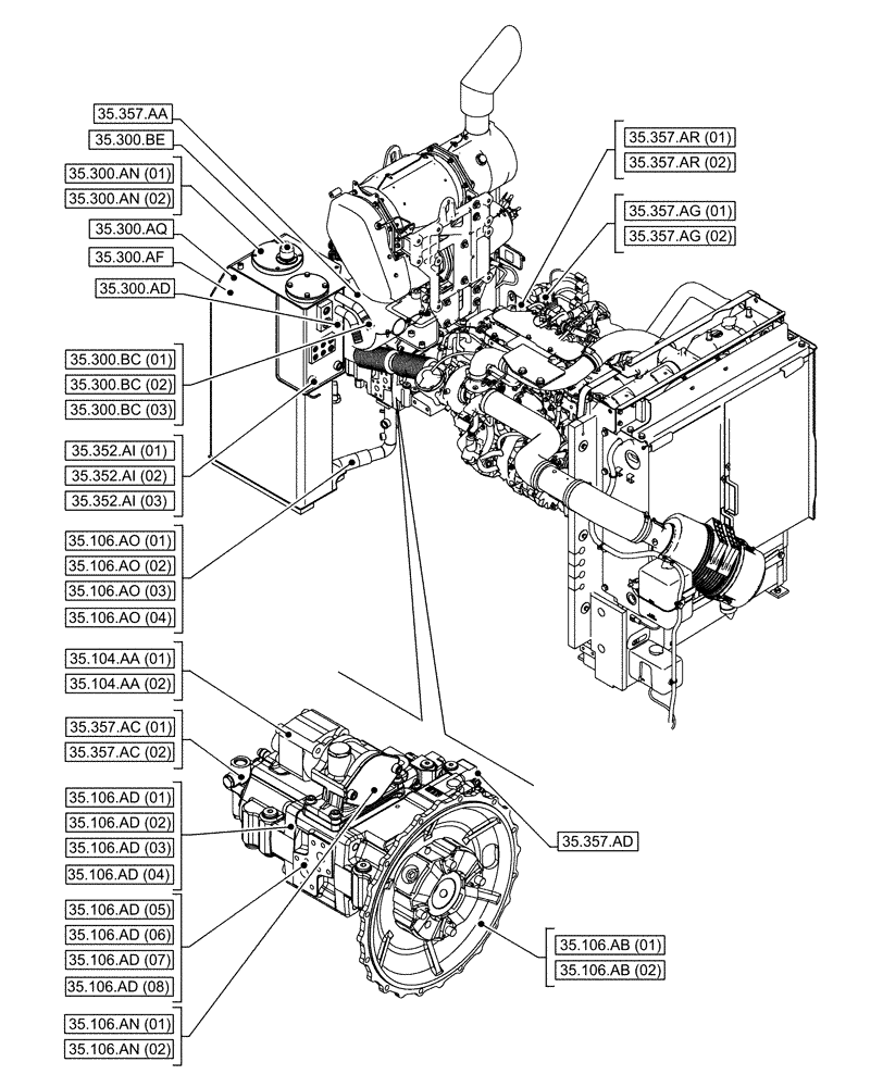 Схема запчастей Case CX160D LC - (00.000.35[01]) - PICTORIAL INDEX - HYDRAULIC SYSTEMS (00) - GENERAL & PICTORIAL INDEX