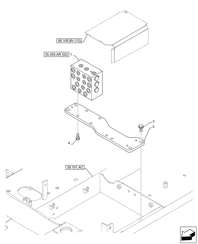 Схема запчастей Case CX160D LC - (35.355.AR[01]) - STD + VAR - 461558 - JOYSTICK, CUSHION, VALVE, CONTROL PATTERN SELECTION (35) - HYDRAULIC SYSTEMS