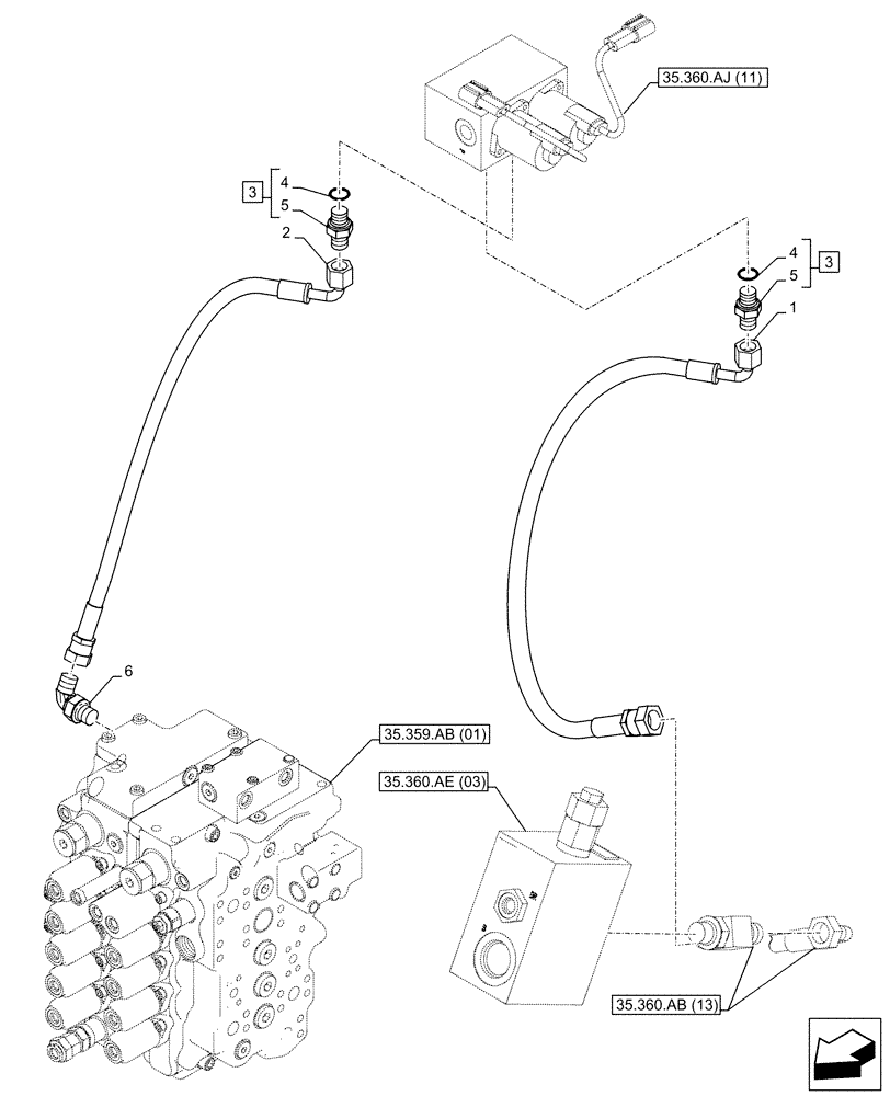 Схема запчастей Case CX160D LC - (35.360.AJ[15]) - VAR - 461868 - SOLENOID VALVE, LINES, HAMMER CIRCUIT, HIGH FLOW, W/ ELECTRICAL PROPORTIONAL CONTROL (35) - HYDRAULIC SYSTEMS