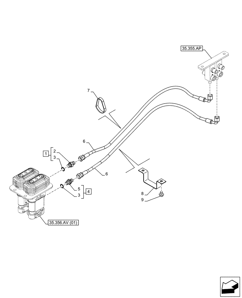 Схема запчастей Case CX130D LC - (35.356.AR[01]) - STD + VAR - 461558 - PEDAL, DRAIN LINE, CONTROL PATTERN SELECTION (35) - HYDRAULIC SYSTEMS