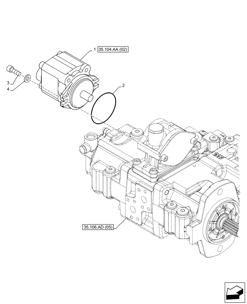 Схема запчастей Case CX160D LC - (35.104.AA[01]) - VAR - 461863 - HYDRAULIC PUMP, GEAR, CLAMSHELL BUCKET, ROTATION, W/ ELECTRICAL PROPORTIONAL CONTROL (35) - HYDRAULIC SYSTEMS