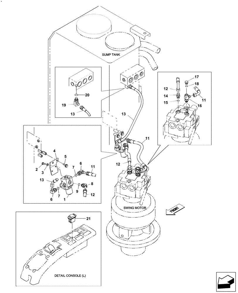 Схема запчастей Case CX130C - (35.352.AI[01]) - FREE SWING, HYDRAULIC LINE (35) - HYDRAULIC SYSTEMS