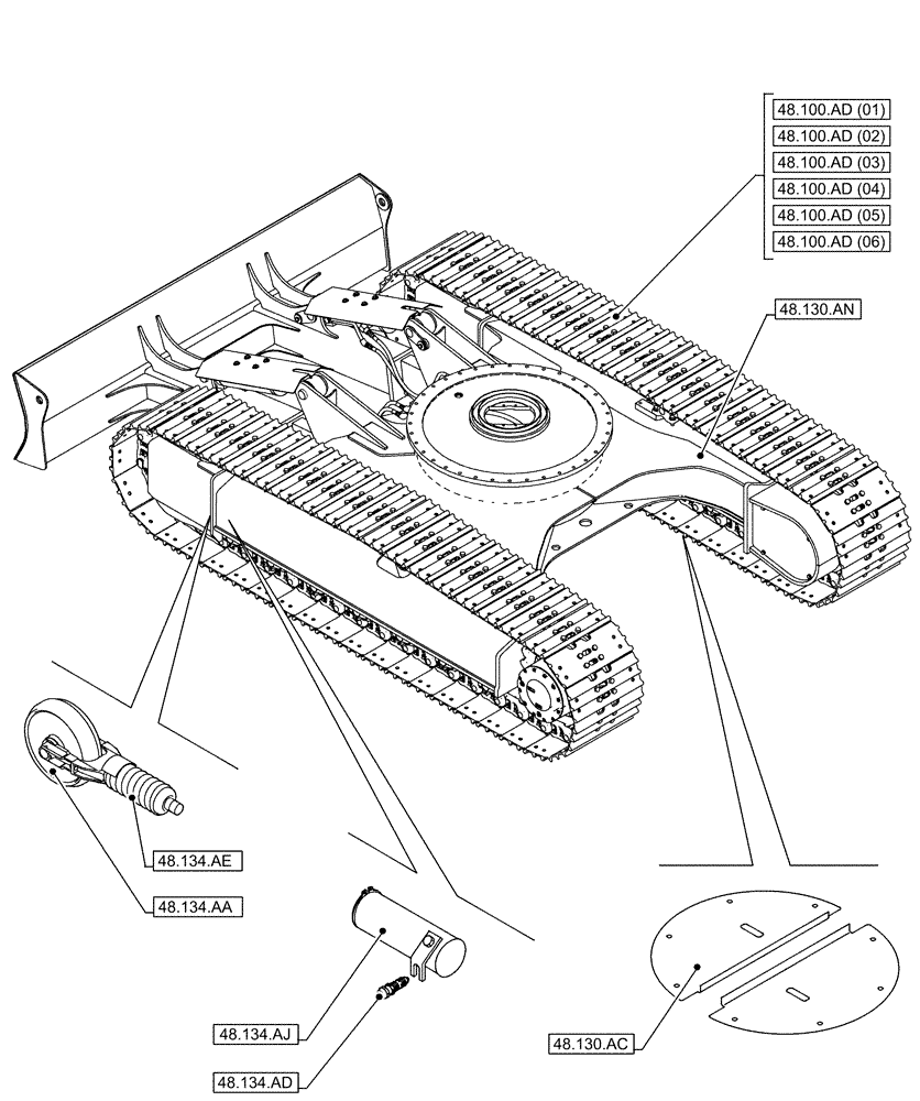 Схема запчастей Case CX130D LC - (48.000.00[01]) - SECTION INDEX - SUSPENSION AND TRACKS (48) - TRACKS & TRACK SUSPENSION