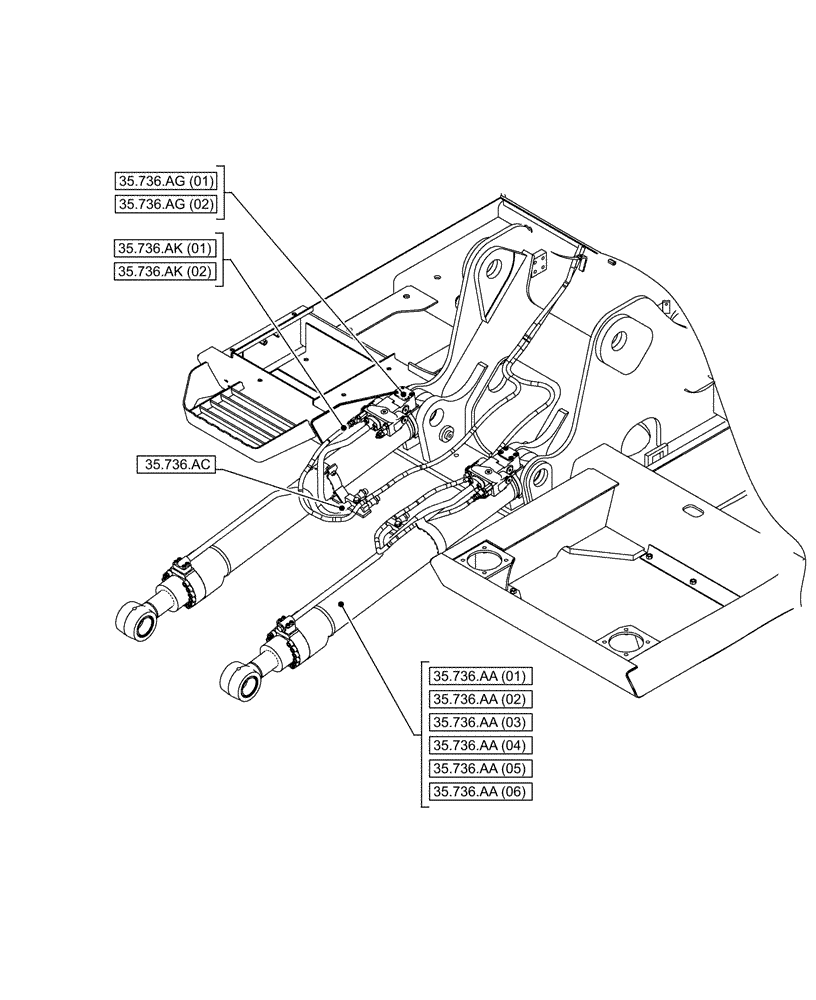 Схема запчастей Case CX130D - (00.000.35[05]) - PICTORIAL INDEX - HYDRAULIC SYSTEMS (00) - GENERAL & PICTORIAL INDEX