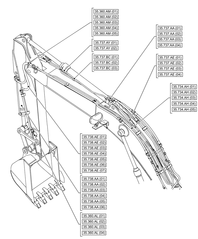 Схема запчастей Case CX160D LC - (00.000.35[06]) - PICTORIAL INDEX - HYDRAULIC SYSTEMS (00) - GENERAL & PICTORIAL INDEX
