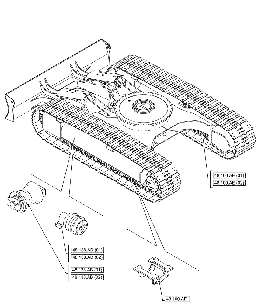 Схема запчастей Case CX130D - (00.000.48[02]) - PICTORIAL INDEX - SUSPENSION AND TRACKS (00) - GENERAL & PICTORIAL INDEX