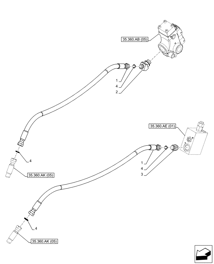 Схема запчастей Case CX130D LC - (35.360.AK[03]) - VAR - 461868 - BOOM, LINES, HAMMER CIRCUIT, HIGH FLOW, W/ ELECTRICAL PROPORTIONAL CONTROL (35) - HYDRAULIC SYSTEMS