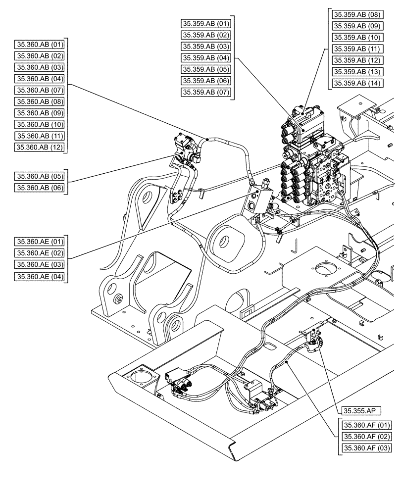 Схема запчастей Case CX130D LC - (35.000.00[02]) - SECTION INDEX - HYDRAULIC SYSTEMS (35) - HYDRAULIC SYSTEMS