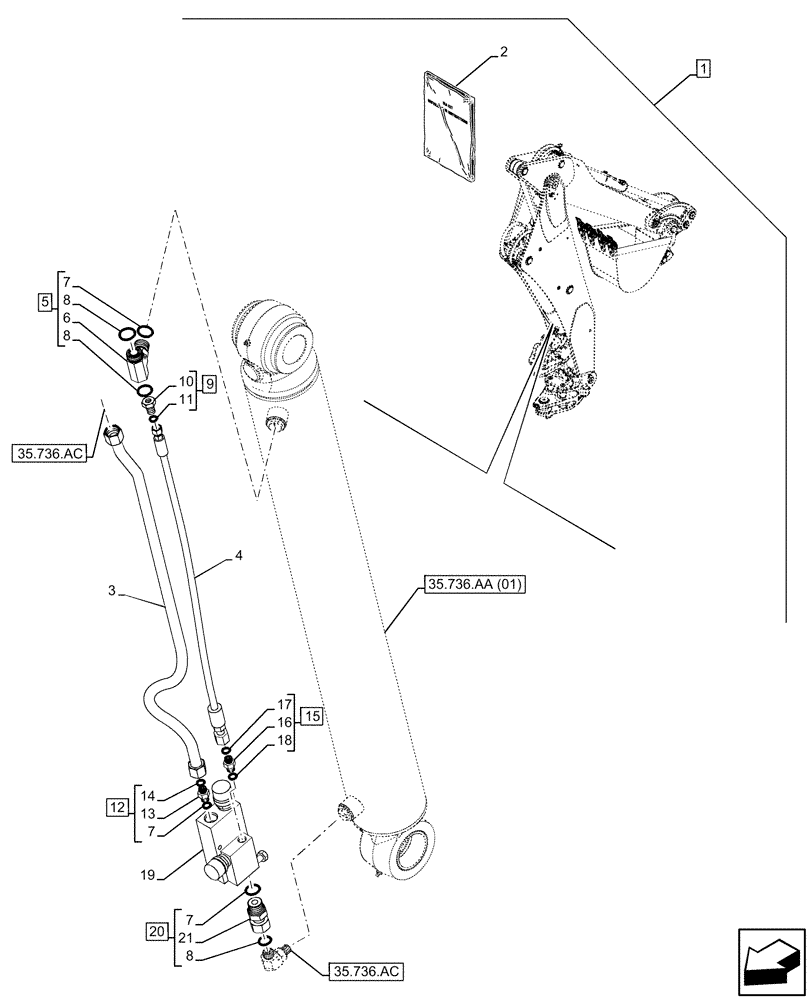 Схема запчастей Case 580N EP - (88.100.35[37]) - DIA KIT, BOOM, LOCK VALVE (88) - ACCESSORIES