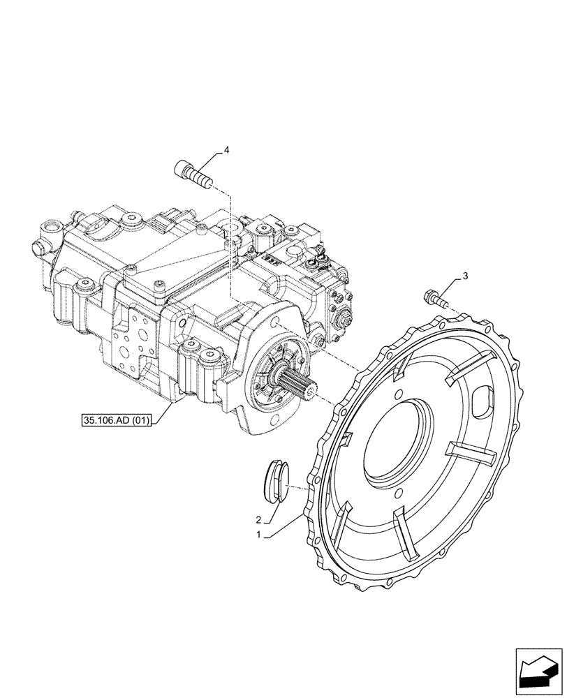 Схема запчастей Case CX130D LC - (35.106.AB[01]) - VARIABLE DELIVERY HYDRAULIC PUMP, FLANGE (35) - HYDRAULIC SYSTEMS