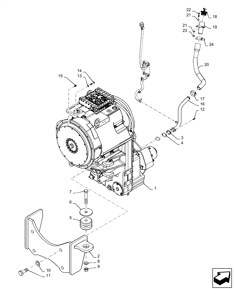 Схема запчастей Case 1021G - (21.113.010) - VAR - 424224 -TRANSMISSION MOUNTING (21) - TRANSMISSION