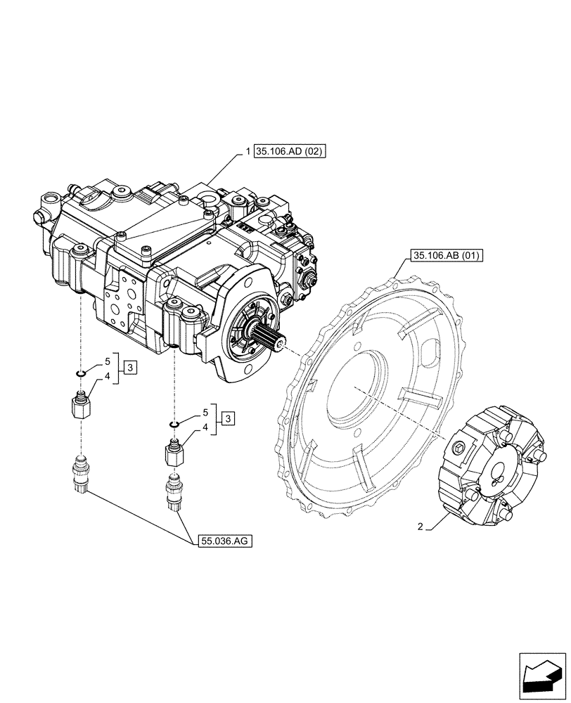 Схема запчастей Case CX130D LC - (35.106.AD[01]) - VARIABLE DELIVERY HYDRAULIC PUMP (35) - HYDRAULIC SYSTEMS