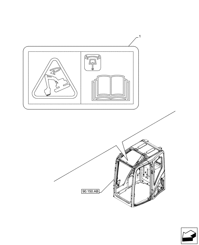 Схема запчастей Case CX130D LC - (90.108.AC[09]) - VAR - 461568 - WARNING DECAL, FREE SWING (90) - PLATFORM, CAB, BODYWORK AND DECALS
