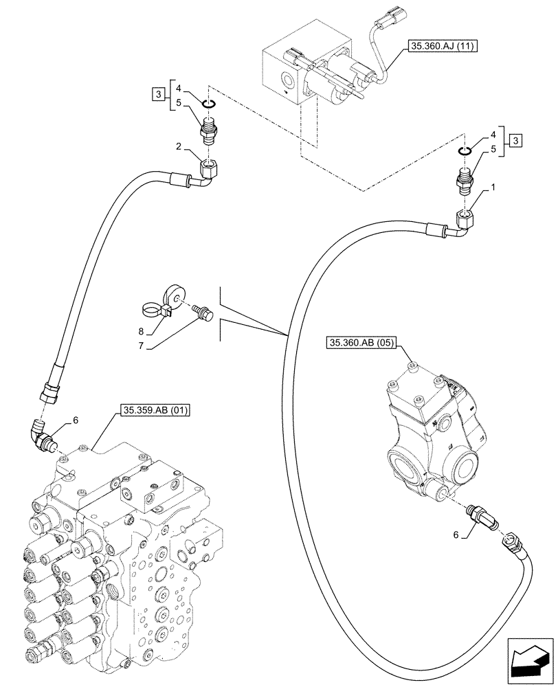 Схема запчастей Case CX130D LC - (35.360.AJ[17]) - VAR - 461869 - HAMMER, SOLENOID VALVE, LINES, HIGH FLOW, SHEARS, W/ ELECTRICAL PROPORTIONAL CONTROL (35) - HYDRAULIC SYSTEMS