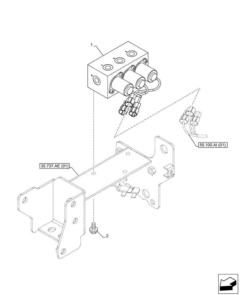 Схема запчастей Case CX130D LC - (35.357.AJ[01]) - STD + VAR - 461558 - MAIN, SOLENOID VALVE, CONTROL PATTERN SELECTION (35) - HYDRAULIC SYSTEMS