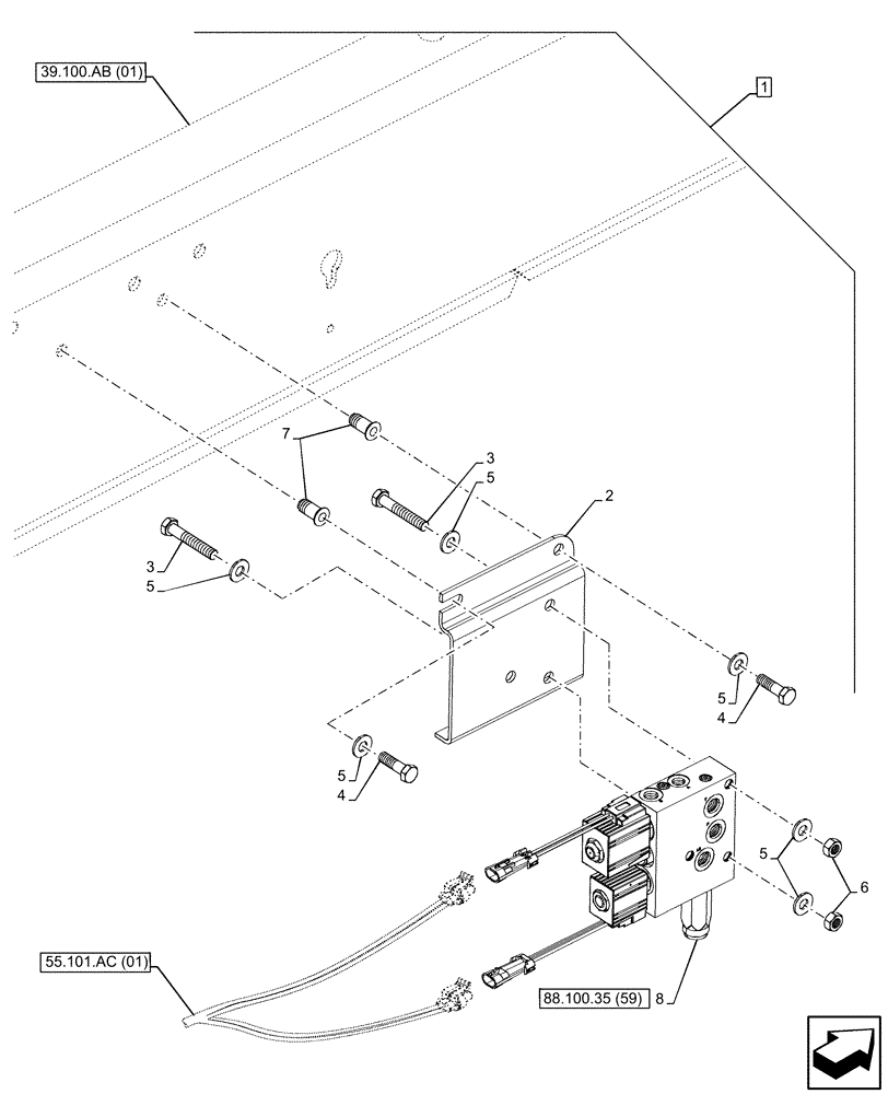 Схема запчастей Case 580N EP - (88.100.35[59]) - DIA KIT, HYDRAULIC COUPLER, FRONT LOADER, VALVE (88) - ACCESSORIES