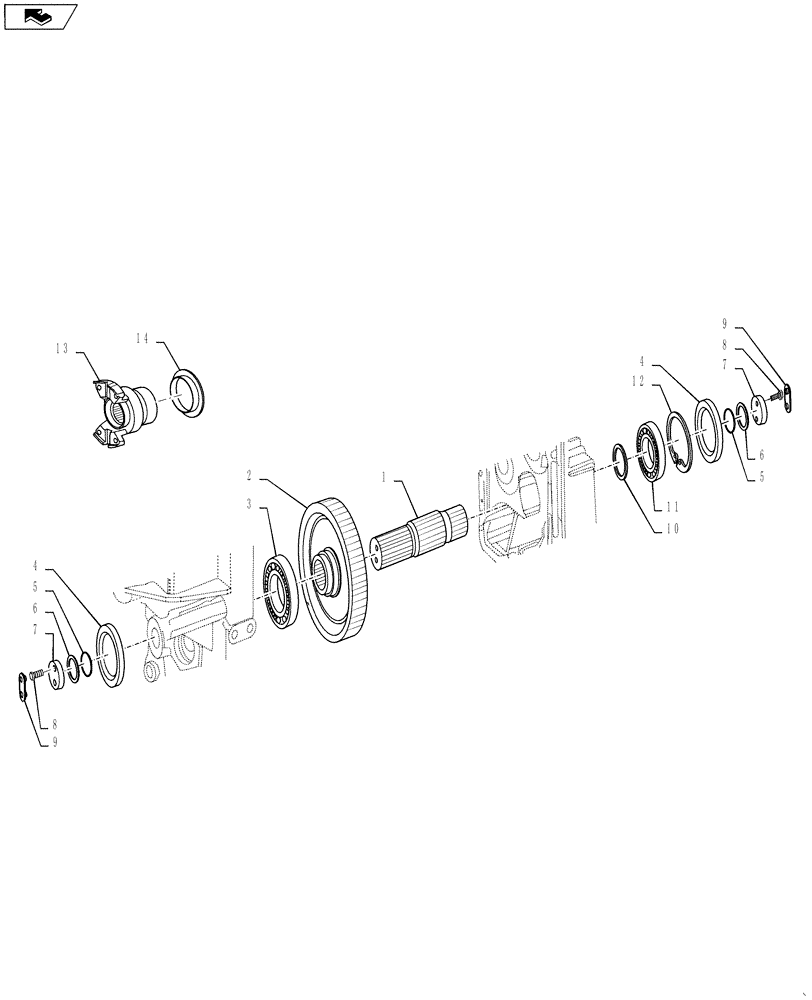 Схема запчастей Case 1021G - (21.155.050) - VAR - 424224 - OUTPUT SHAFT ASSEMBLY (21) - TRANSMISSION