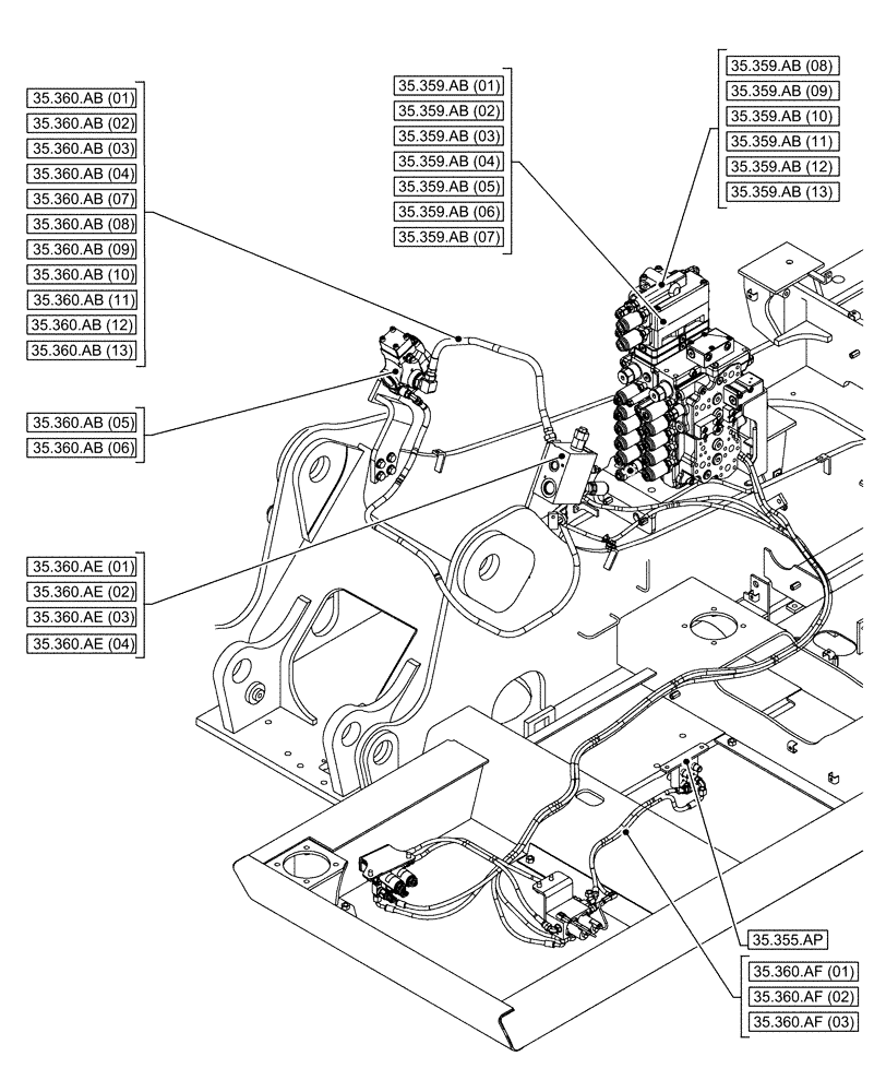 Схема запчастей Case CX160D LC - (00.000.35[02]) - PICTORIAL INDEX - HYDRAULIC SYSTEMS (00) - GENERAL & PICTORIAL INDEX
