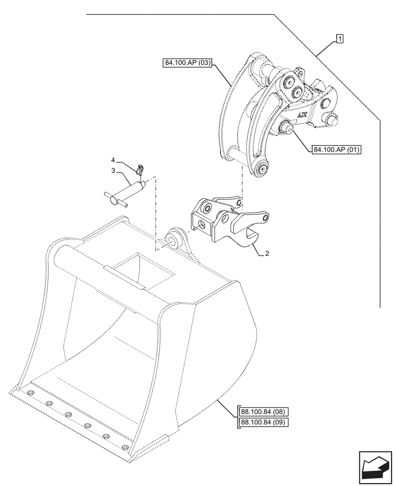 Схема запчастей Case 580SN WT - (88.100.84[07]) - DIA KIT, QUICK-HITCH, WR QC30 (88) - ACCESSORIES
