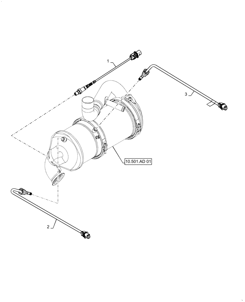 Схема запчастей Case 570NXT - (10.989.AD[01]) - DOC/DPF MUFFLER, SENSOR (10) - ENGINE