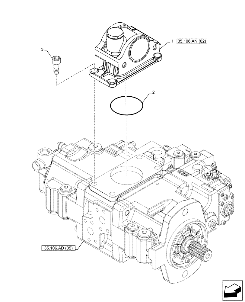 Схема запчастей Case CX160D LC - (35.106.AN[01]) - VAR - 461863 - HYDRAULIC PUMP, PTO, CLAMSHELL BUCKET, ROTATION, W/ ELECTRICAL PROPORTIONAL CONTROL (35) - HYDRAULIC SYSTEMS