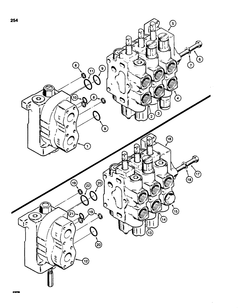 Схема запчастей Case 850C - (254) - R40894 THREE SPOOL CONTROL VALVE, TILT DOZER WITH RIPPER (07) - HYDRAULIC SYSTEM