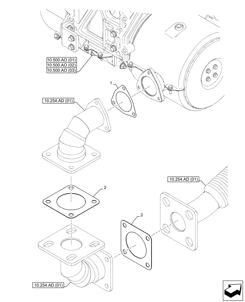 Схема запчастей Case AR-4JJ1XASS01-02 - (10.254.AD) - EXHAUST SYSTEM, EXHAUST PIPE, GASKET (10) - ENGINE