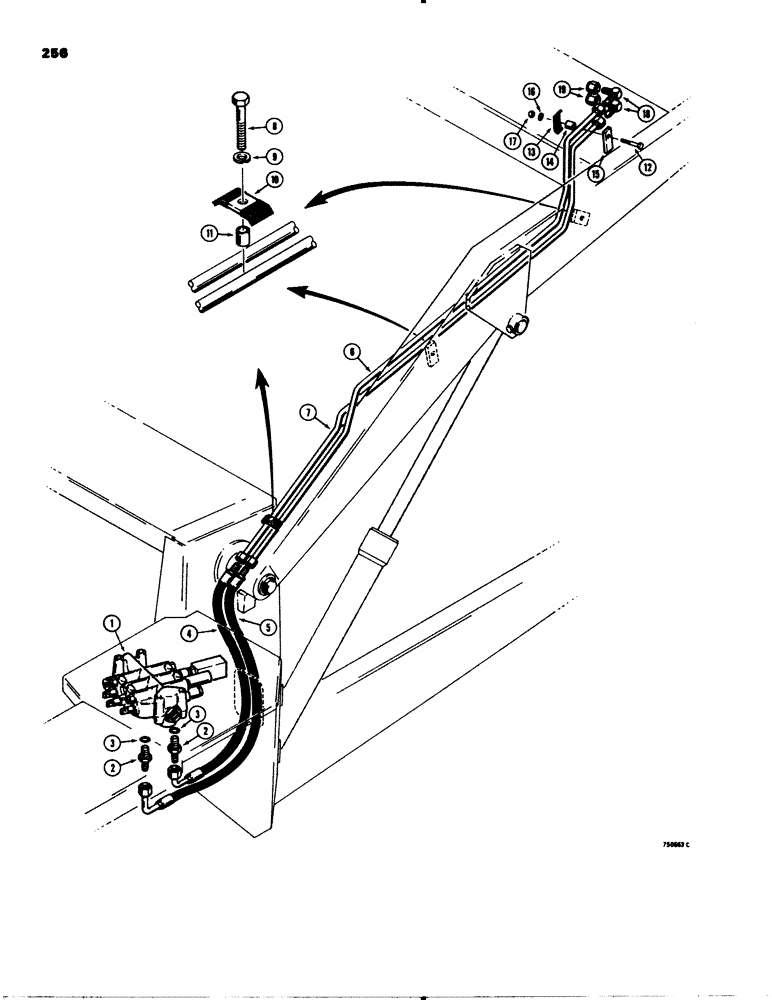 Схема запчастей Case 580C - (256) - LOADER CLAM AND GRAPPLE HYDRAULIC CIRCUIT (08) - HYDRAULICS