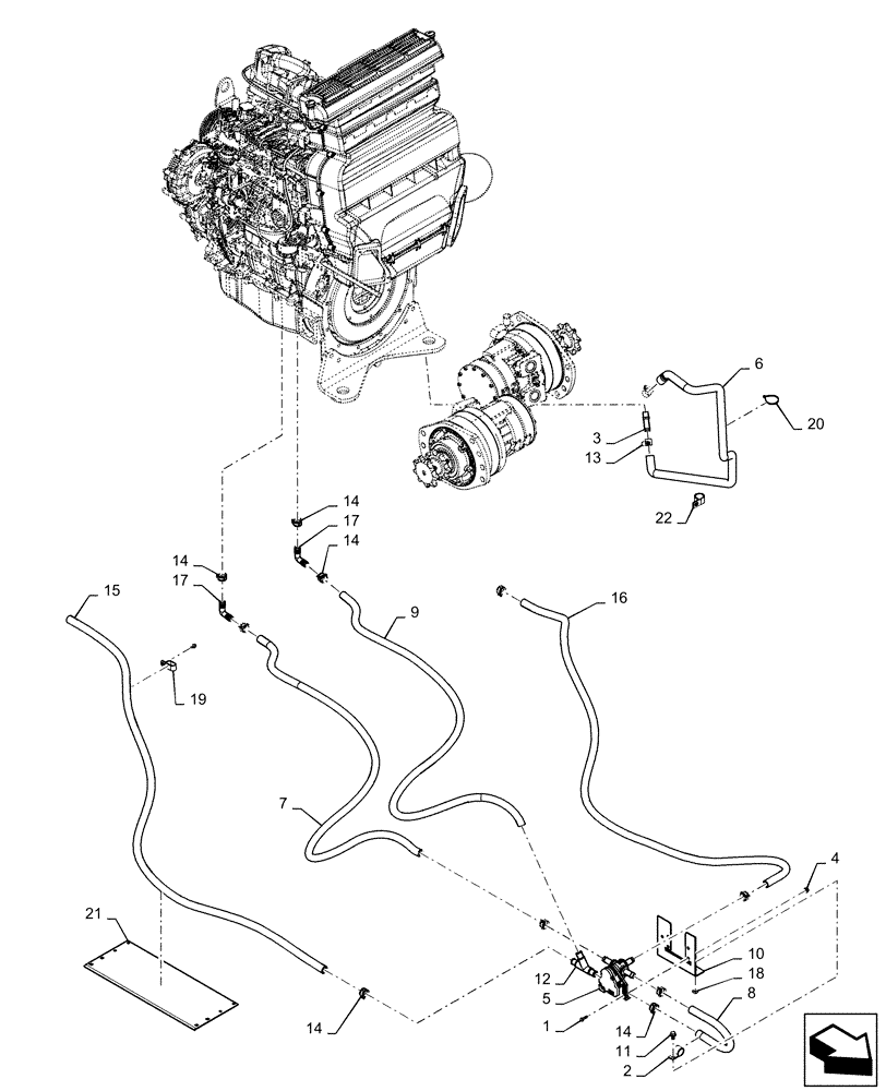 Схема запчастей Case TV380 - (50.100.AC[01]) - HEATER PLUMBING BASIC (SR220-SV300,TR320,TV380) (50) - CAB CLIMATE CONTROL