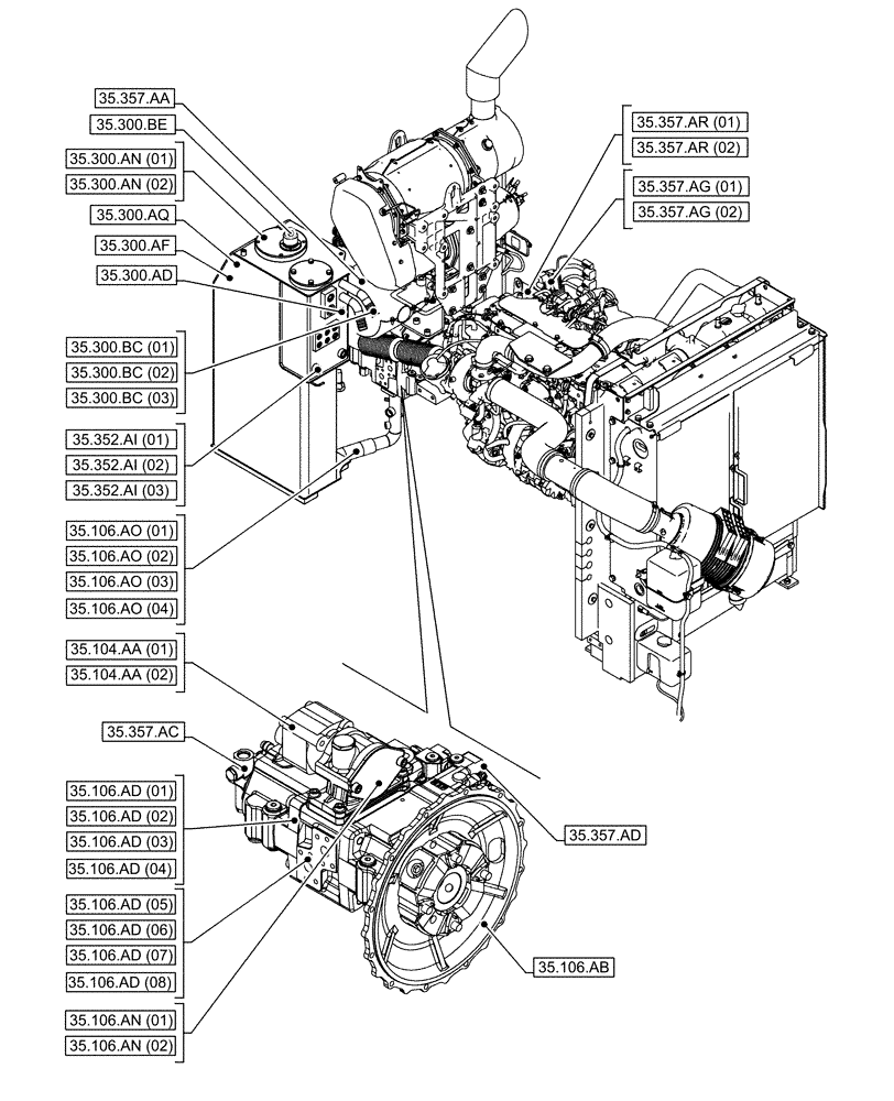 Схема запчастей Case CX130D - (00.000.35[01]) - PICTORIAL INDEX - HYDRAULIC SYSTEMS (00) - GENERAL & PICTORIAL INDEX