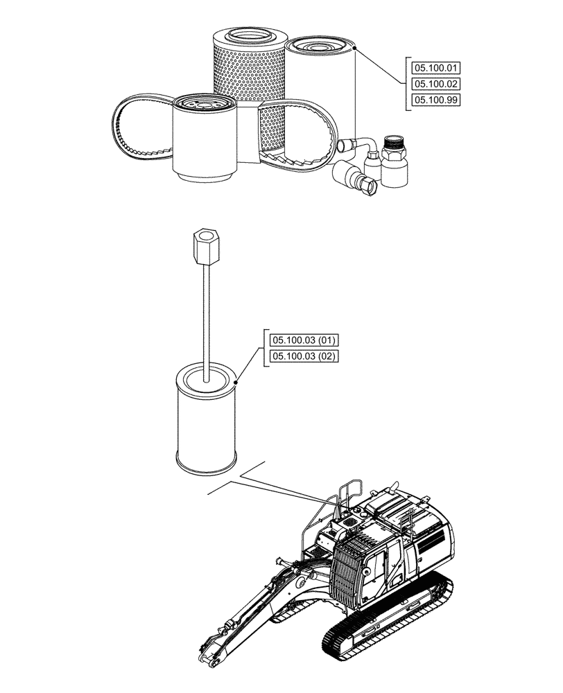 Схема запчастей Case CX350D LC - (05.000.00[02]) - SECTION INDEX - MACHINE COMPLETION & EQUIPMENT (05) - SERVICE & MAINTENANCE