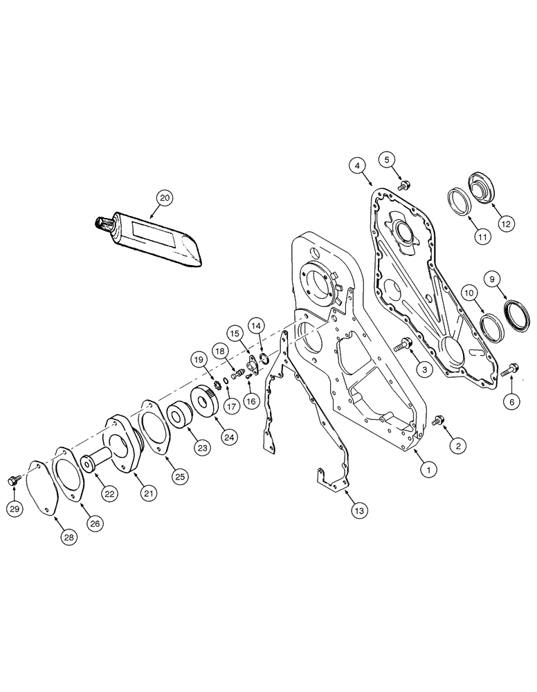 Схема запчастей Case 885 - (02-22[01]) - TIMING GEAR HOUSING (02) - ENGINE