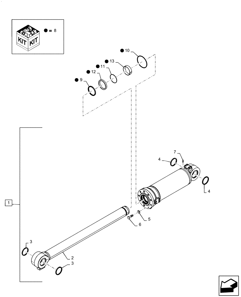 Схема запчастей Case 1021G - (35.100.020[02]) - TILT CYLINDER XR/LR (35) - HYDRAULIC SYSTEMS