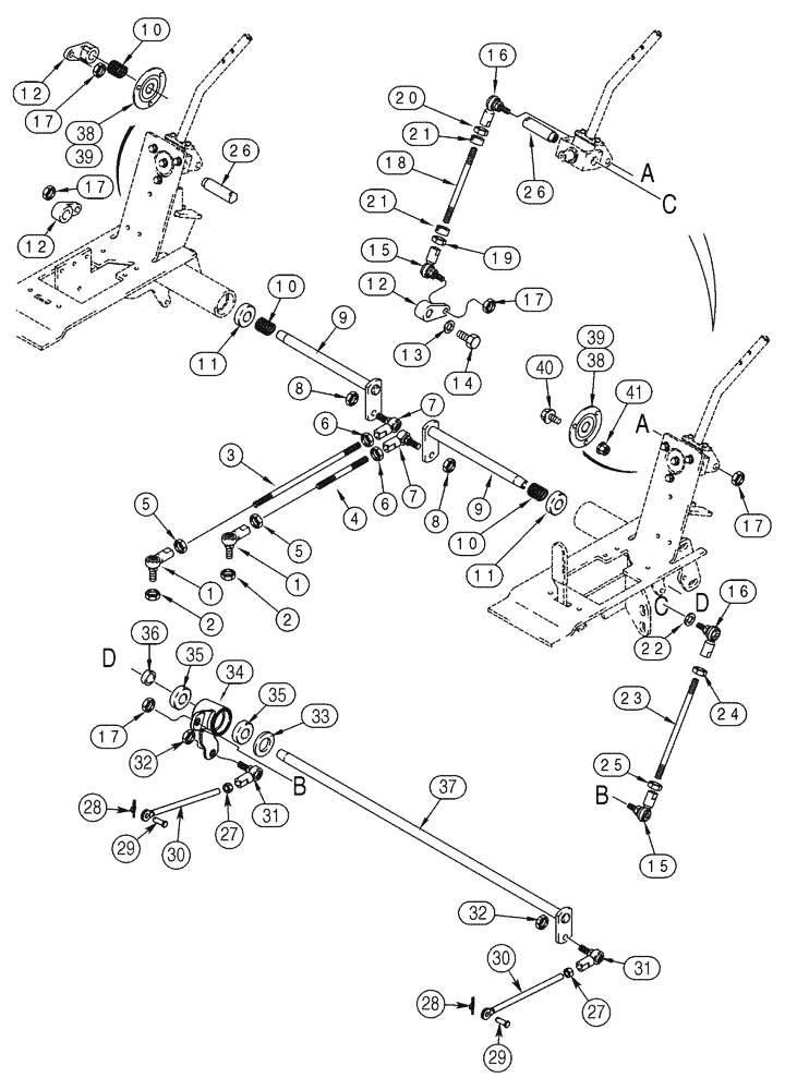 Схема запчастей Case 85XT - (09-17) - LINKAGE LOADER & GROUND DRIVE, MODELS WITHOUT FOOT CTRLS, N. AMERICAN JAF0352234-, EURO. JAF0352715- (09) - CHASSIS