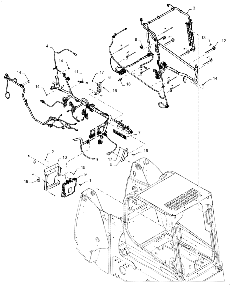 Схема запчастей Case SR150 - (55.101.AC[04]) - WIRE HARNESS & CONNECTOR, ELECTRONIC CONTROLS, OPEN CAB (24-AUG-2015 & PRIOR) (55) - ELECTRICAL SYSTEMS