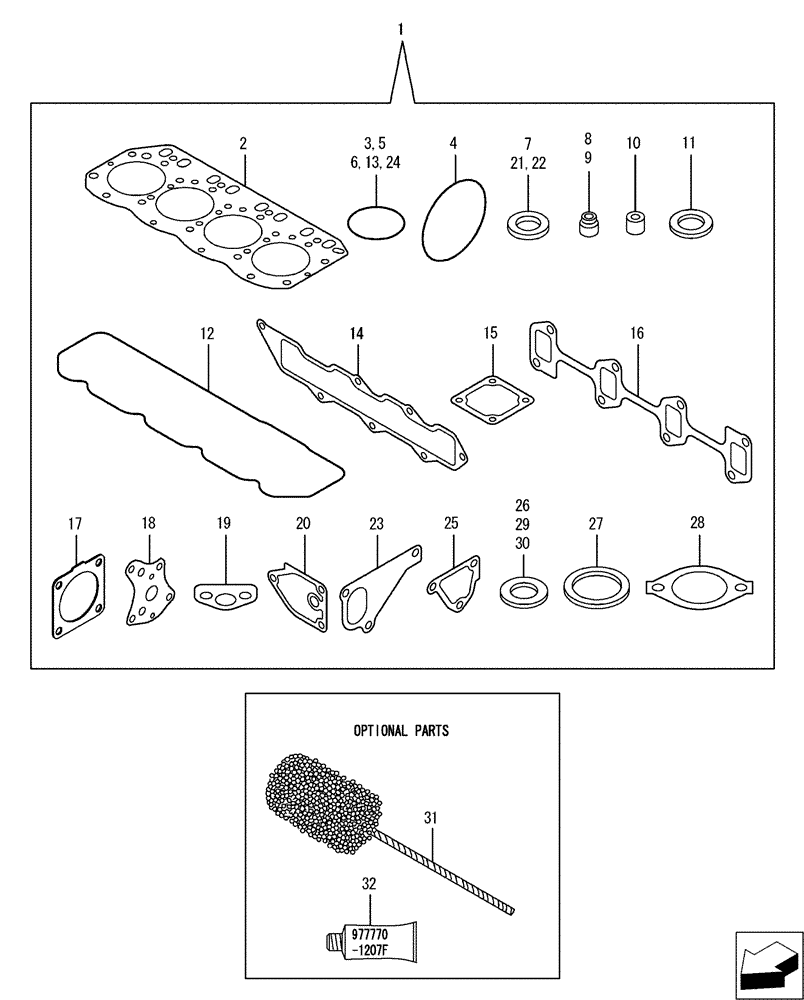 Схема запчастей Case CX50B - (08-017) - GASKET SET (10) - ENGINE