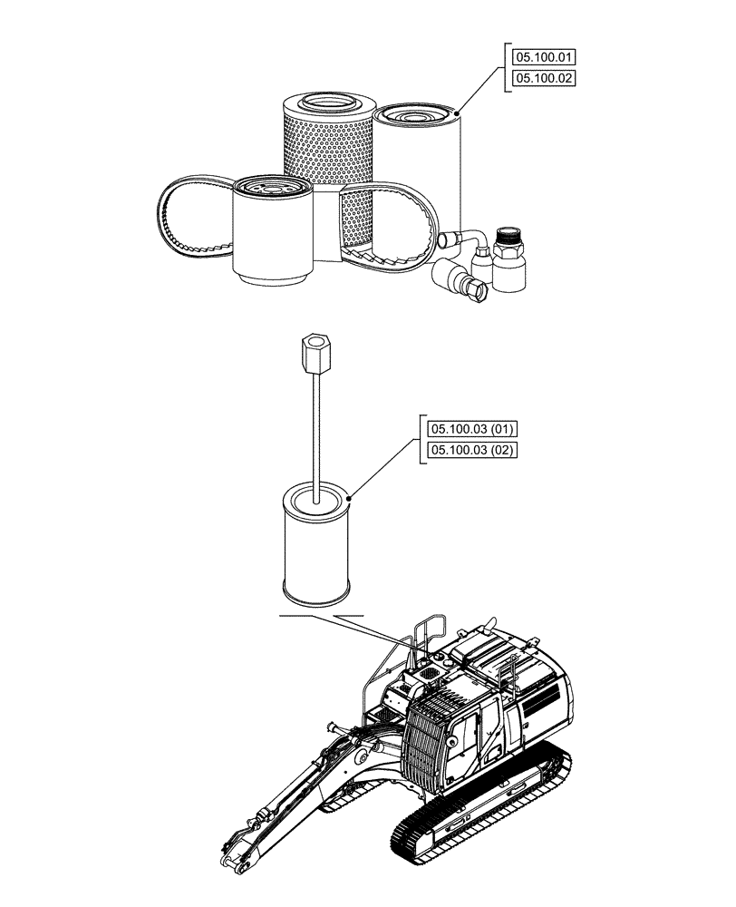 Схема запчастей Case CX250D LC - (05.000.00[02]) - SECTION INDEX - MACHINE COMPLETION & EQUIPMENT (05) - SERVICE & MAINTENANCE