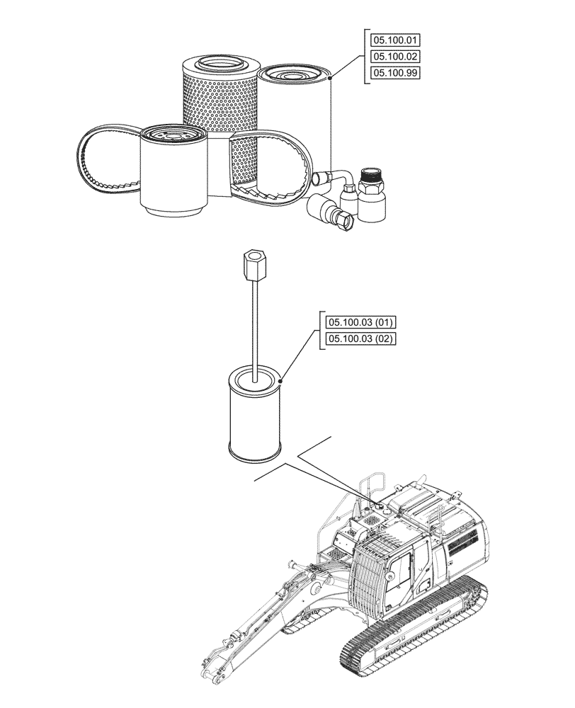 Схема запчастей Case CX210D LC LR - (05.000.00[02]) - SECTION INDEX - MACHINE COMPLETION & EQUIPMENT (05) - SERVICE & MAINTENANCE