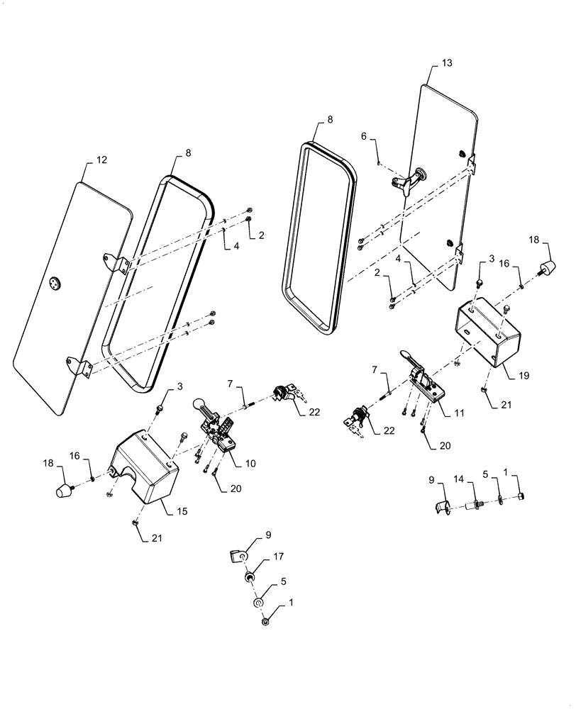 Схема запчастей Case 1650M XLT PAT - (90.154.020) - VAR - 784391 - CAB GLASS (90) - PLATFORM, CAB, BODYWORK AND DECALS