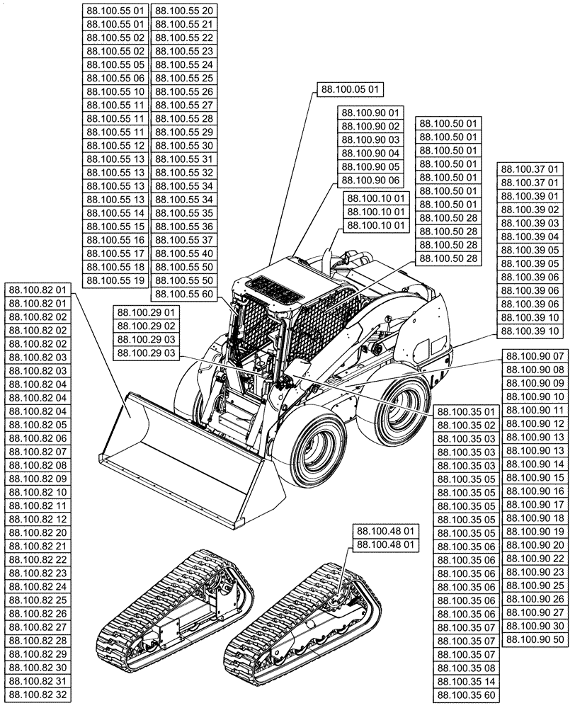 Схема запчастей Case TV380 - (00.000.88) - PICTORIAL INDEX - ACCESSORIES (00) - GENERAL & PICTORIAL INDEX